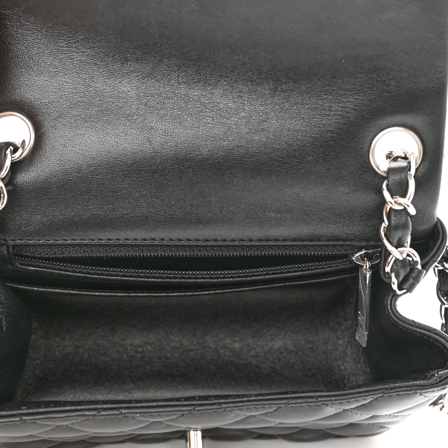 Lambskin Quilted Mini Square Flap Black