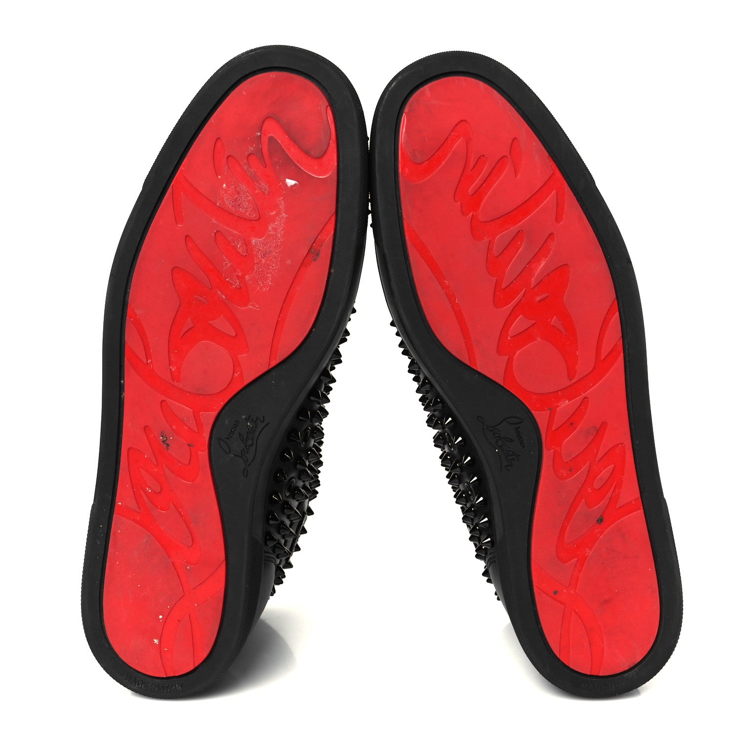 Christian Louboutin Calfskin Mens Louis Spikes Flat Sneakers 42.5 Black 6 of 10