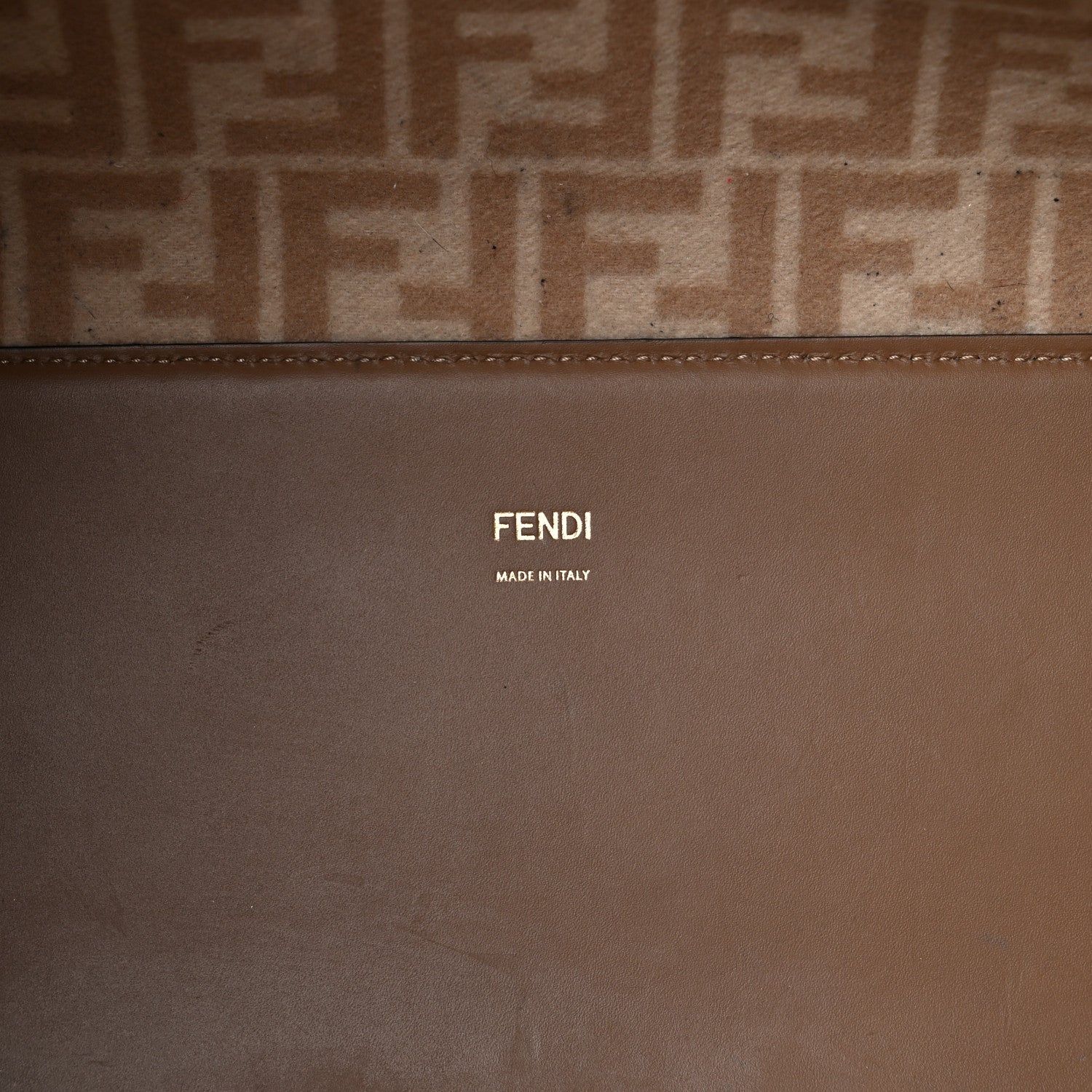 Fendi Flannel Vitello King Wool Plexiglass FF Logo Embroidered Medium Fendi Sunshine Shopper Tote Brown 6 of 20