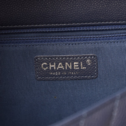 Chanel Caviar Chevron Quilted Large Puffy CC Flap Navy 6 of 10