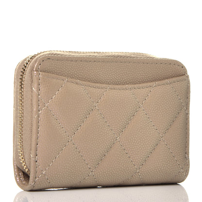 Chanel Iridescent Caviar Quilted Zip Around Coin Purse Wallet Beige 3 of 7