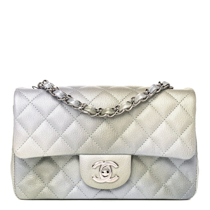 Chanel Metallic Goatskin Quilted Ombre Mini Rectangular Flap Grey Green 1 of 10