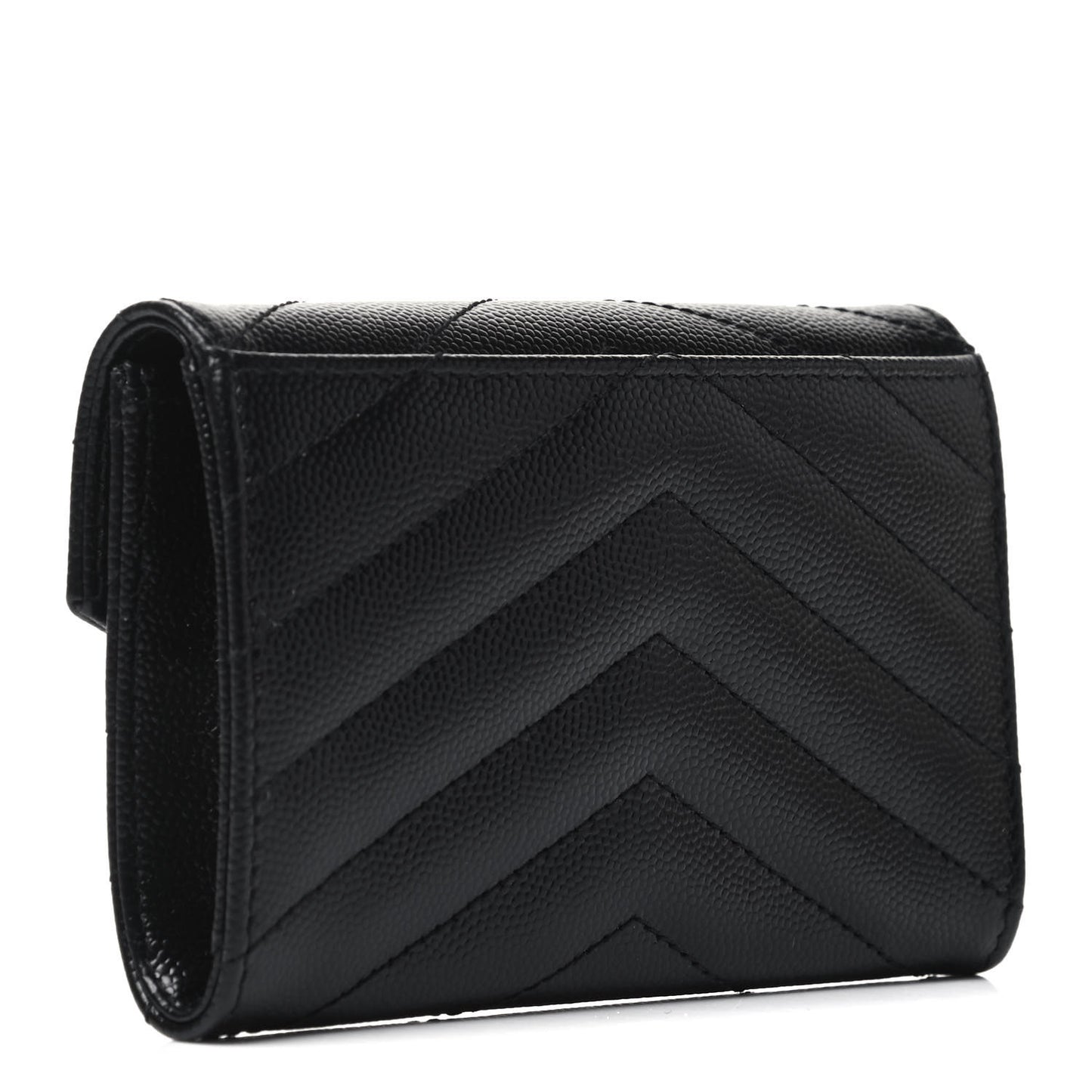 Grain De Poudre Matelasse Chevron Small Monochrome Monogram Envelope Wallet Black