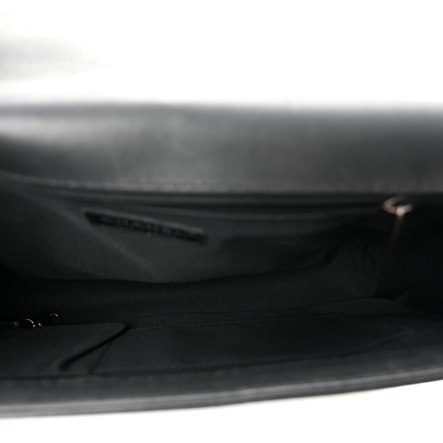 Calfskin Double Stitch Large Boy Flap Black