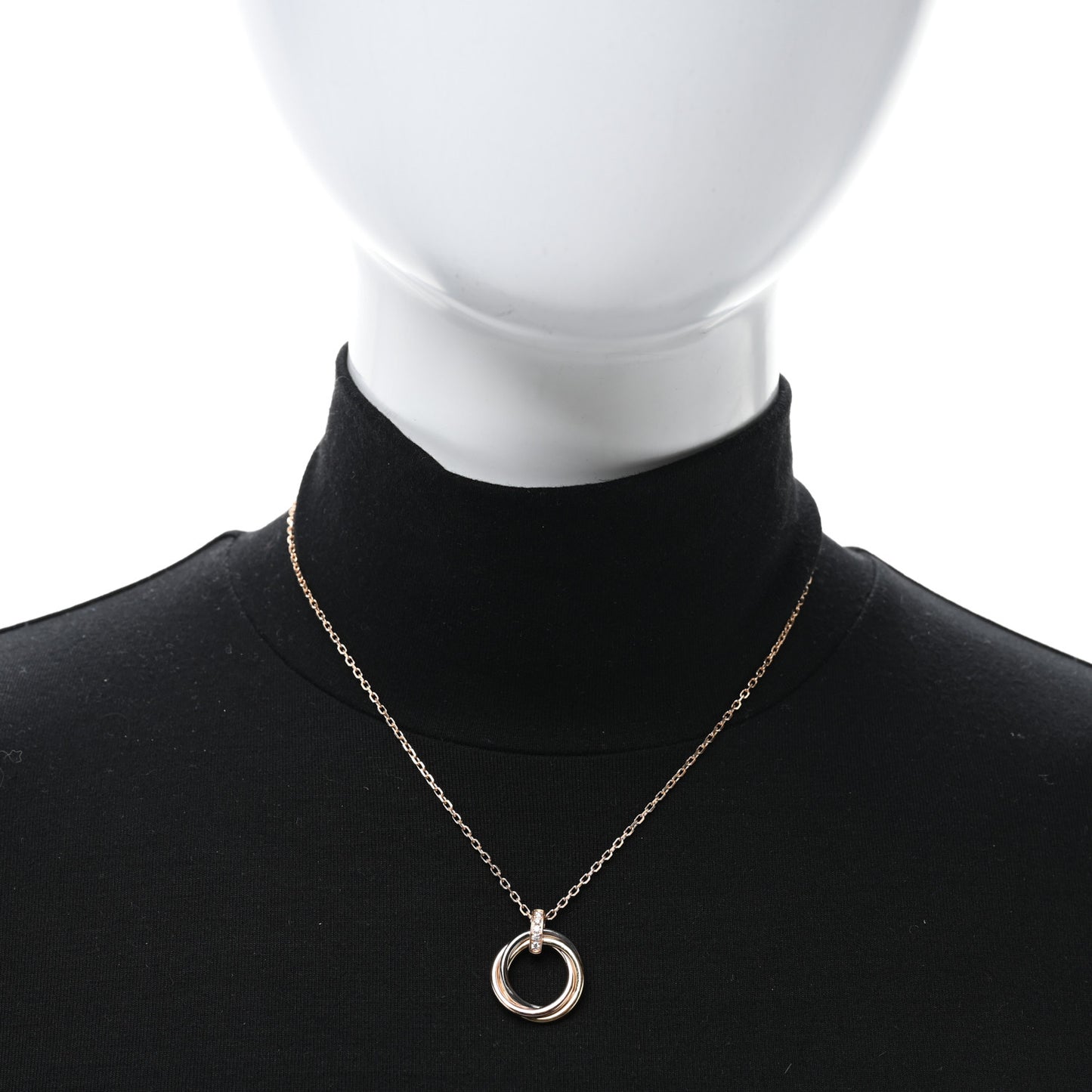 18K Pink White Yellow Gold Diamond Trinity Pendant Necklace