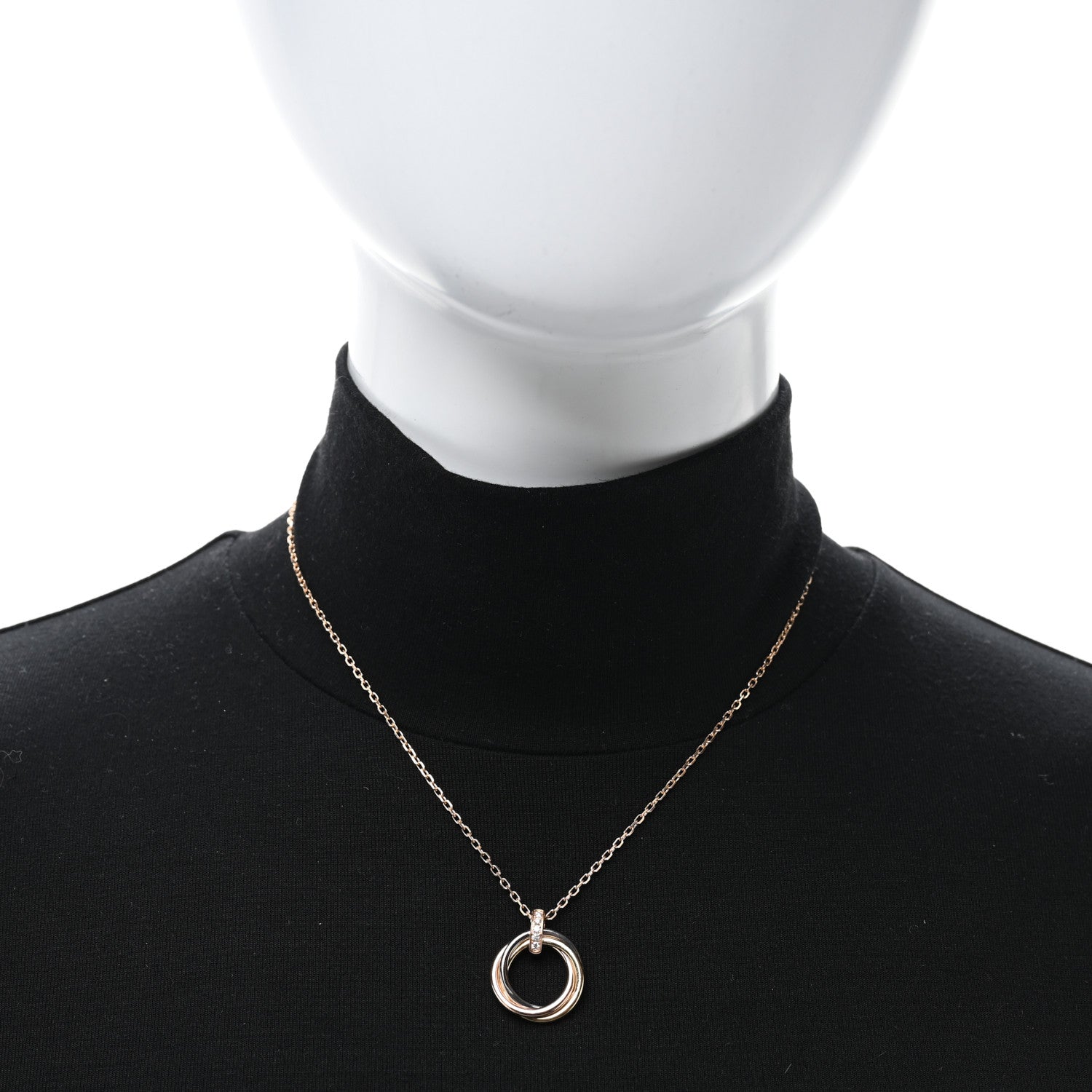 Cartier 18K Pink White Yellow Gold Diamond Trinity Pendant Necklace 2 of 4