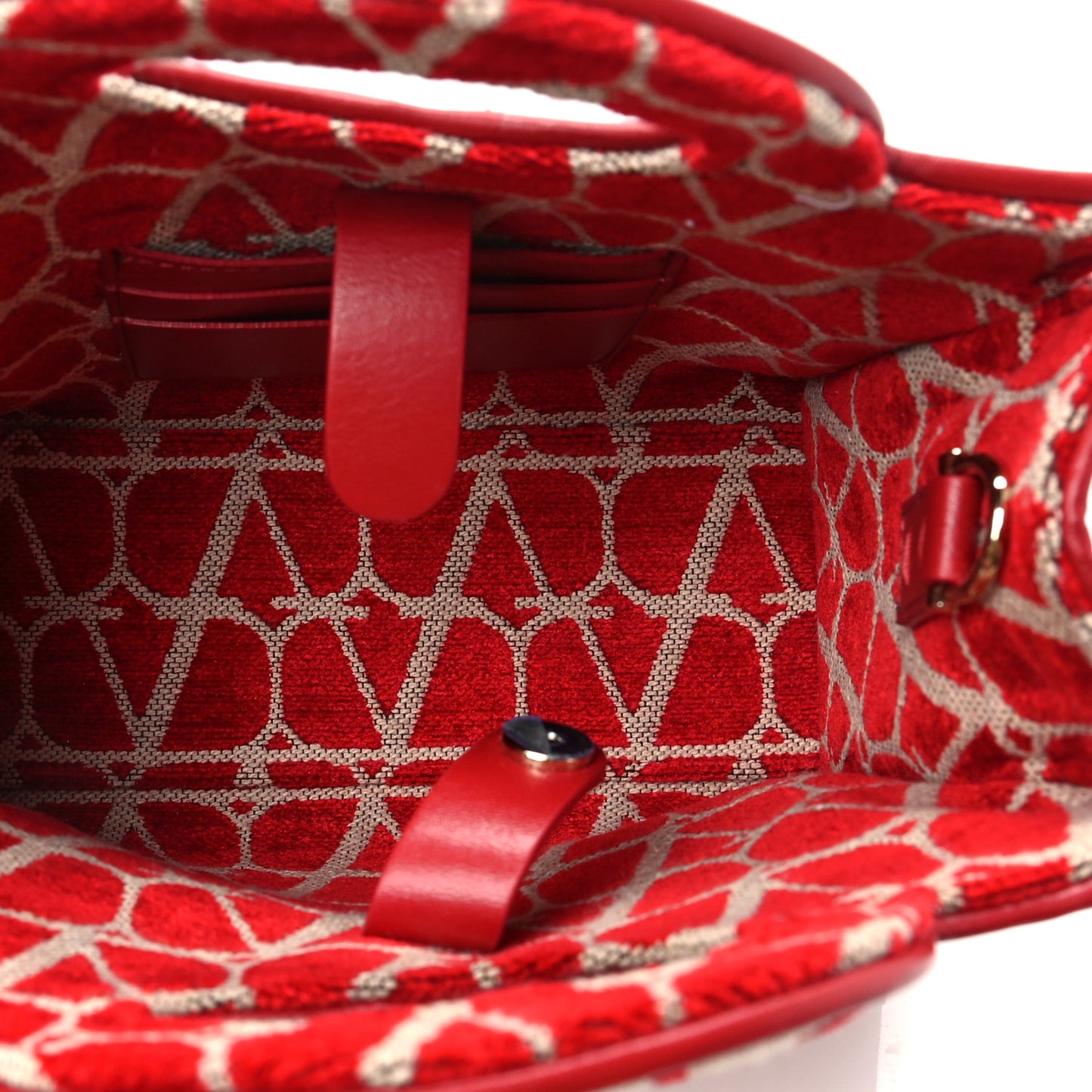 Toile Iconographe Goatskin Mini Le Troisieme Shopping Bag Naturale Rosso Valentino
