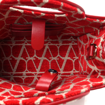 Valentino Garavani Toile Iconographe Goatskin Mini Le Troisieme Shopping Bag Naturale Rosso Valentino 4 of 6