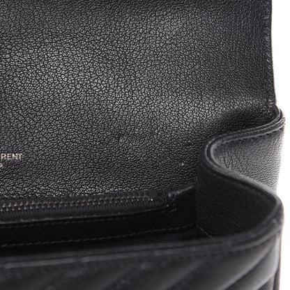 Saint Laurent Sheepskin Matelasse Chevron Monogram Medium College Bag Black 11 of 11