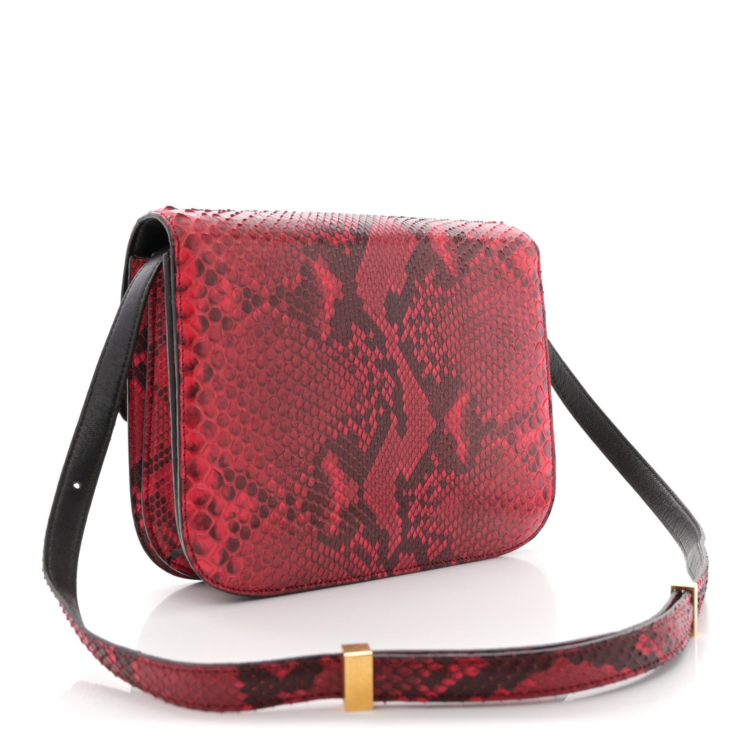 Celine Snakeskin Medium Classic Box Flap Red 1769155 – FASHIONPHILE