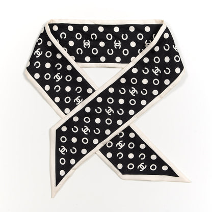 Chanel Silk CC Twilly Hair Tie Black White 2 of 6