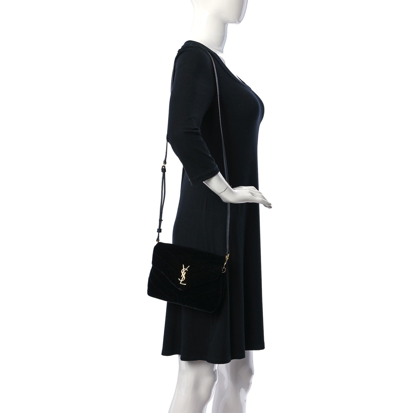 Velvet Y Quilted Monogram Toy Loulou Chain Satchel French Black