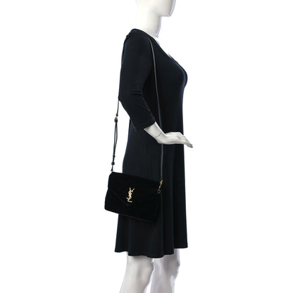 Saint Laurent Velvet Y Quilted Monogram Toy Loulou Chain Satchel French Black 2 of 10