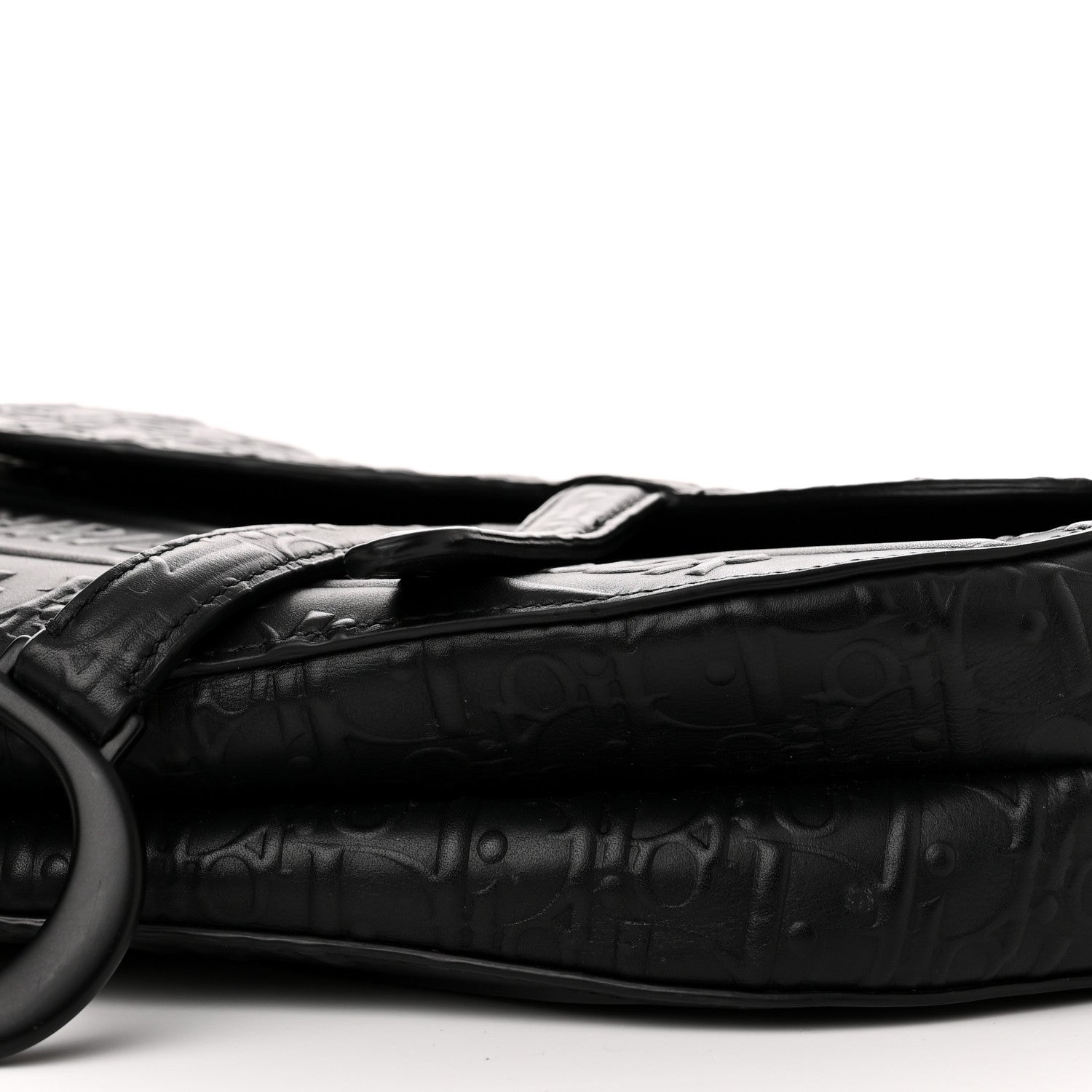 Christian Dior Calfskin Embossed Oblique Saddle Bag With Strap Black 9 of 10