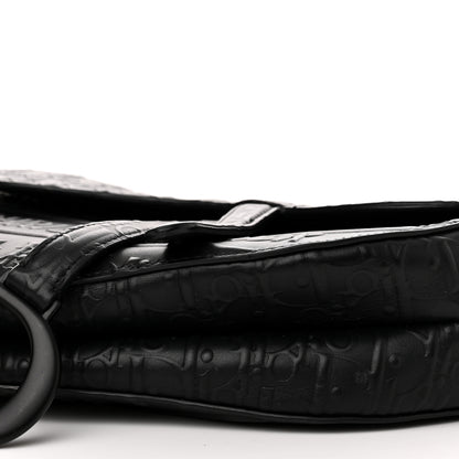 Christian Dior Calfskin Embossed Oblique Saddle Bag With Strap Black 9 of 10
