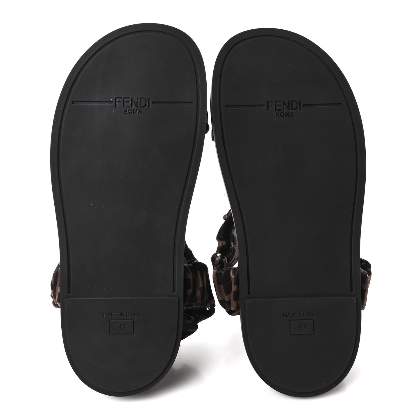 Satin FF Ruched Sandals 37 Tobacco Black