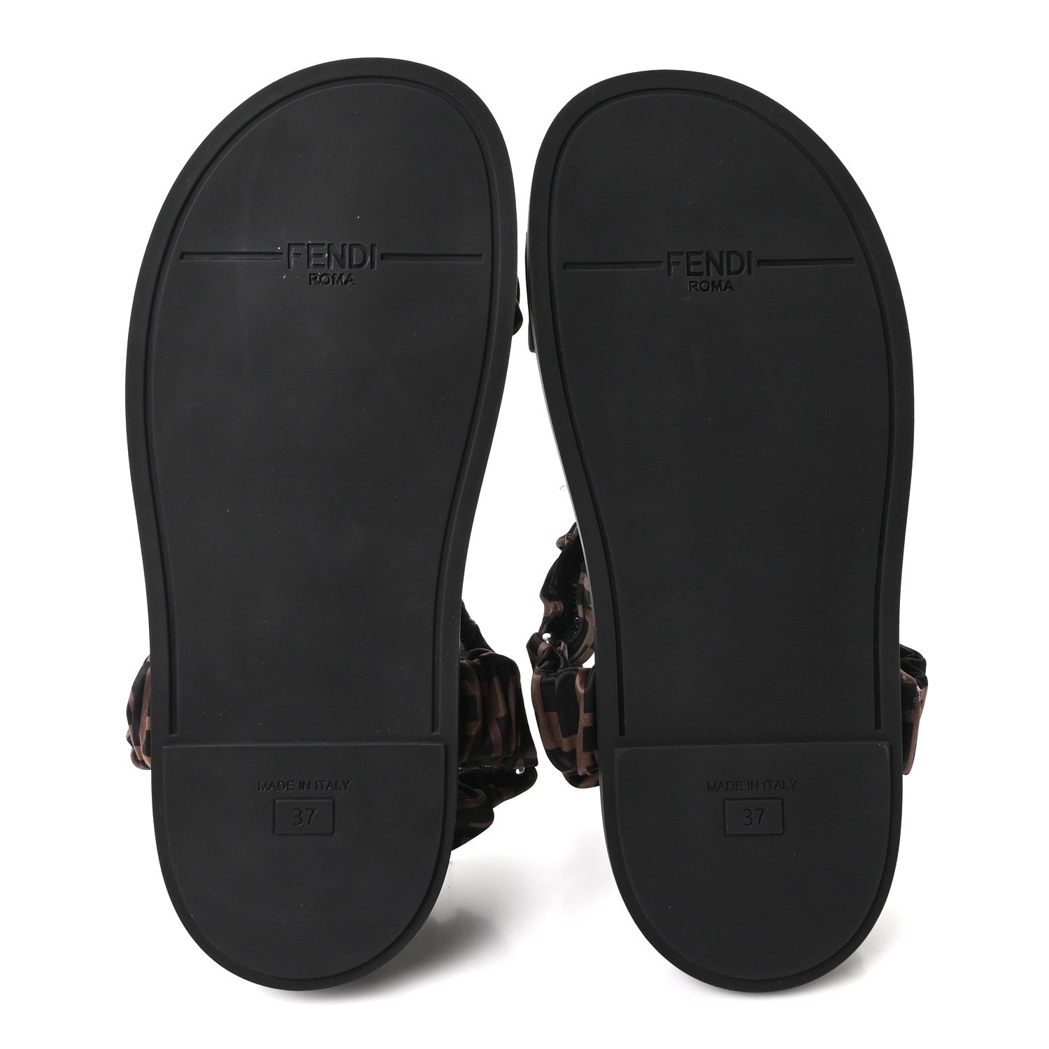Fendi Satin FF Ruched Sandals 37 Tobacco Black 6 of 9