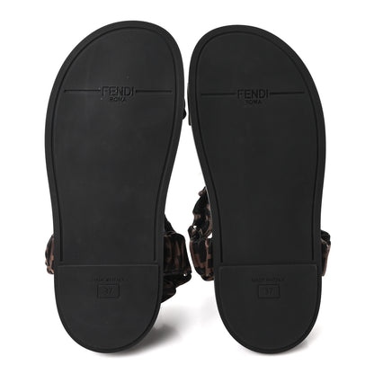 Fendi Satin FF Ruched Sandals 37 Tobacco Black 6 of 9