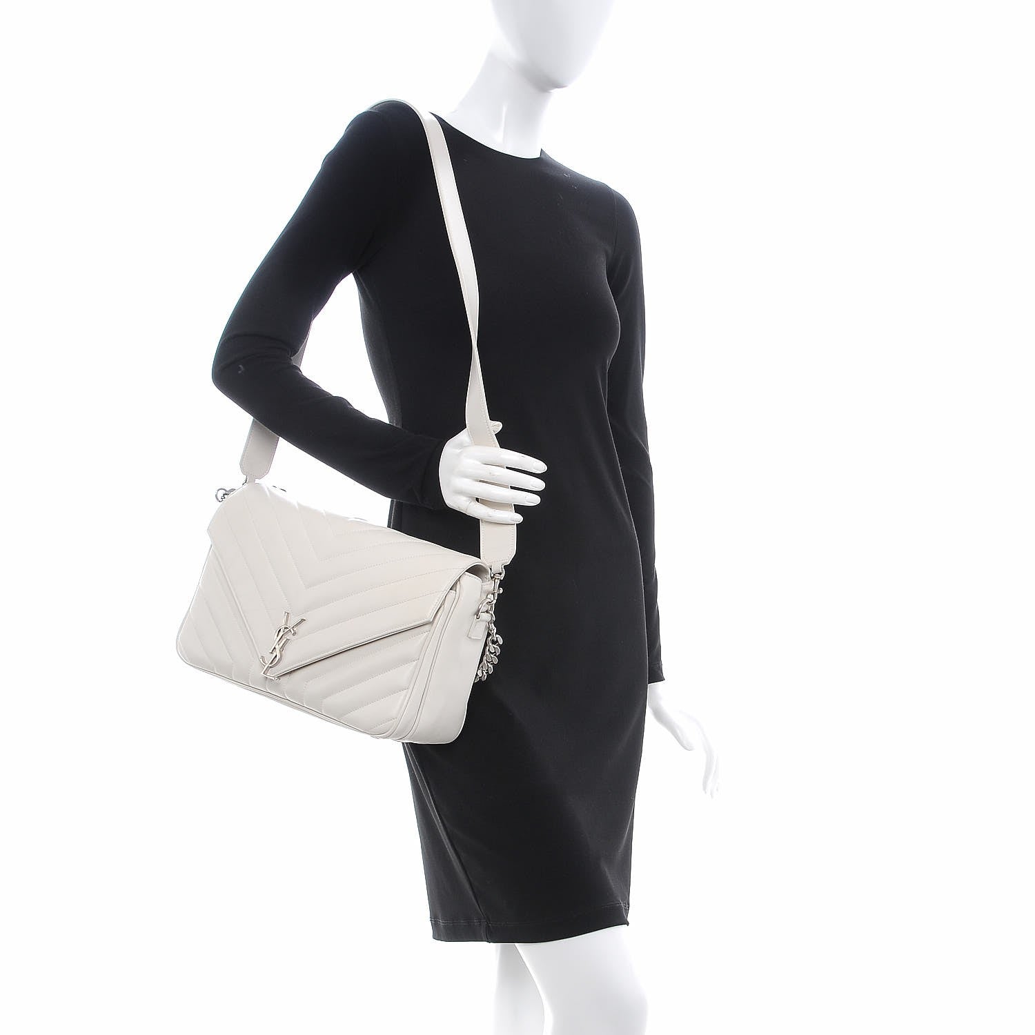 Saint Laurent Calfskin Y Quilted Monogram Loulou Shoulder Bag Porcellana 2 of 15