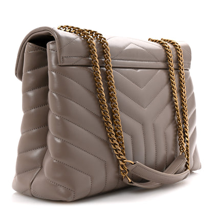 Saint Laurent Calfskin Y Quilted Monogram Medium Loulou Chain Satchel Greyish Brown 3 of 11