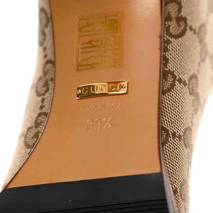 Gucci Monogram Malaga Kid Lisa Mid Heel Boots 39.5 Beige Ebony 8 of 9