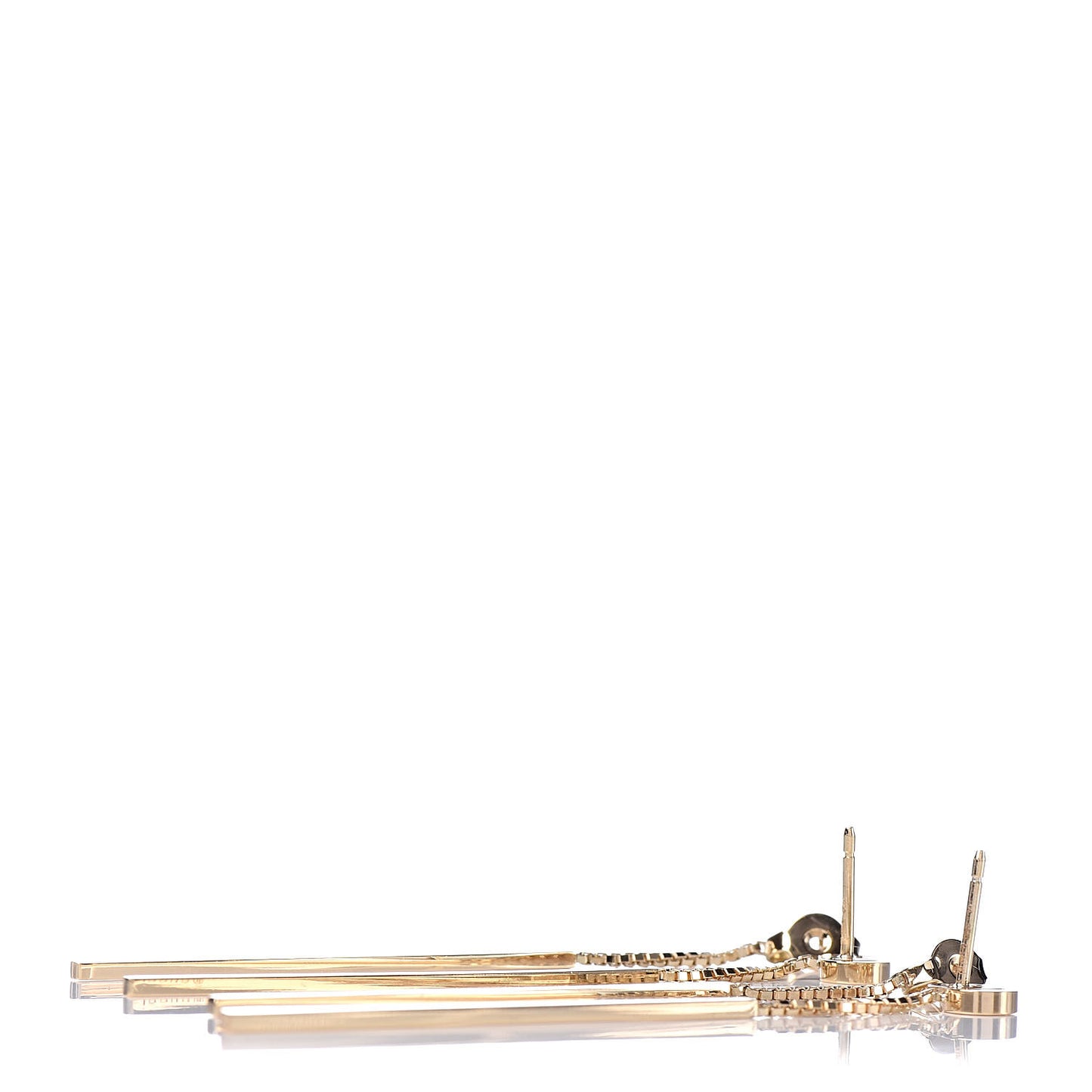 18K Yellow Gold Running G Drop Chain Earrings
