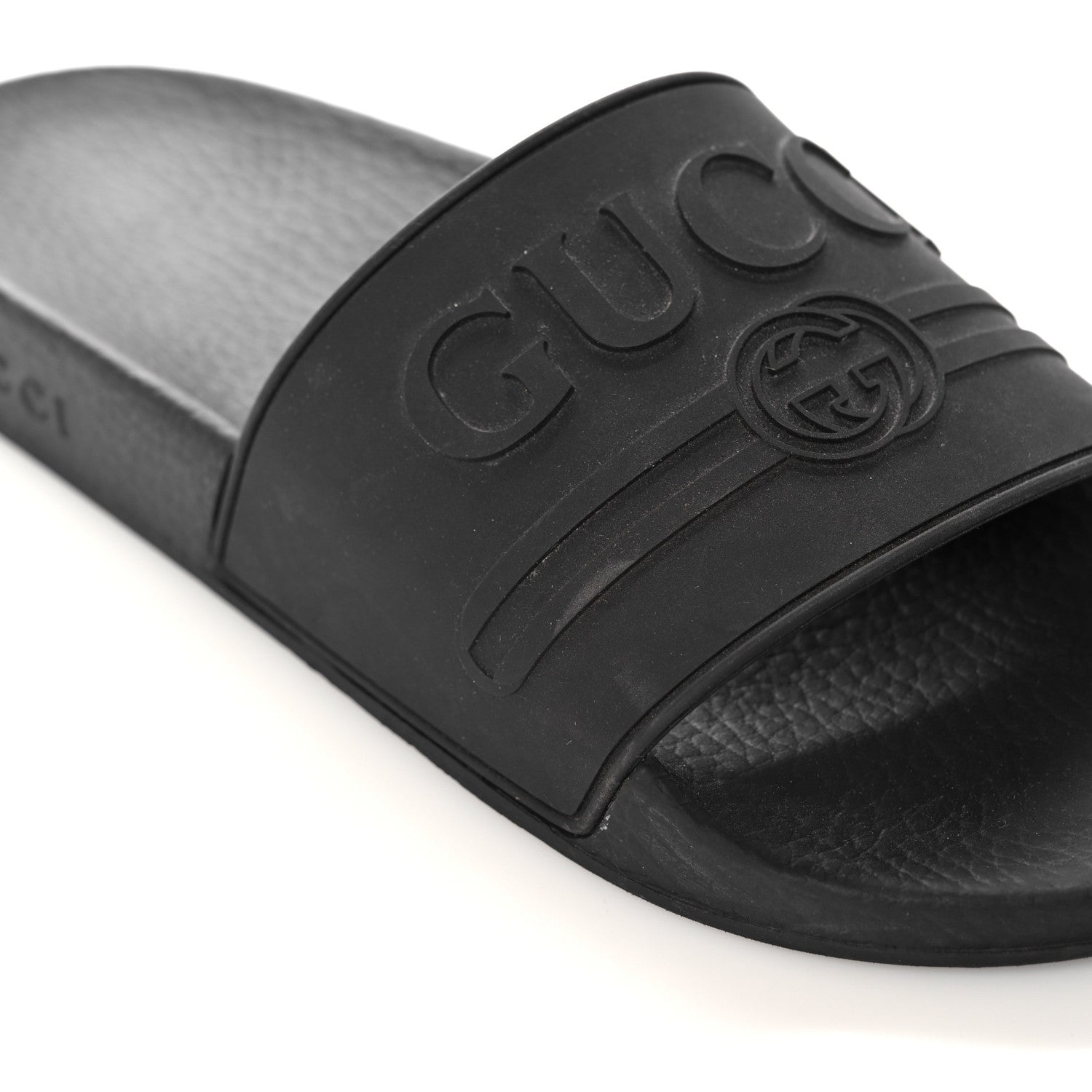 Gucci Rubber Womens Logo Slide Sandals 38 Black 10 of 12