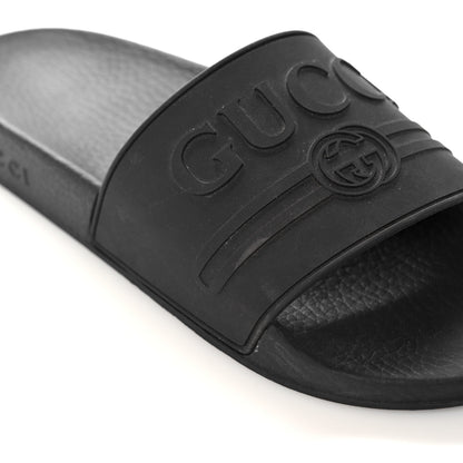 Gucci Rubber Womens Logo Slide Sandals 38 Black 10 of 12