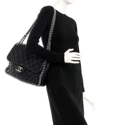 Chanel Washed Lambskin Quilted Maxi Chain Around Flap Black 2 of 8