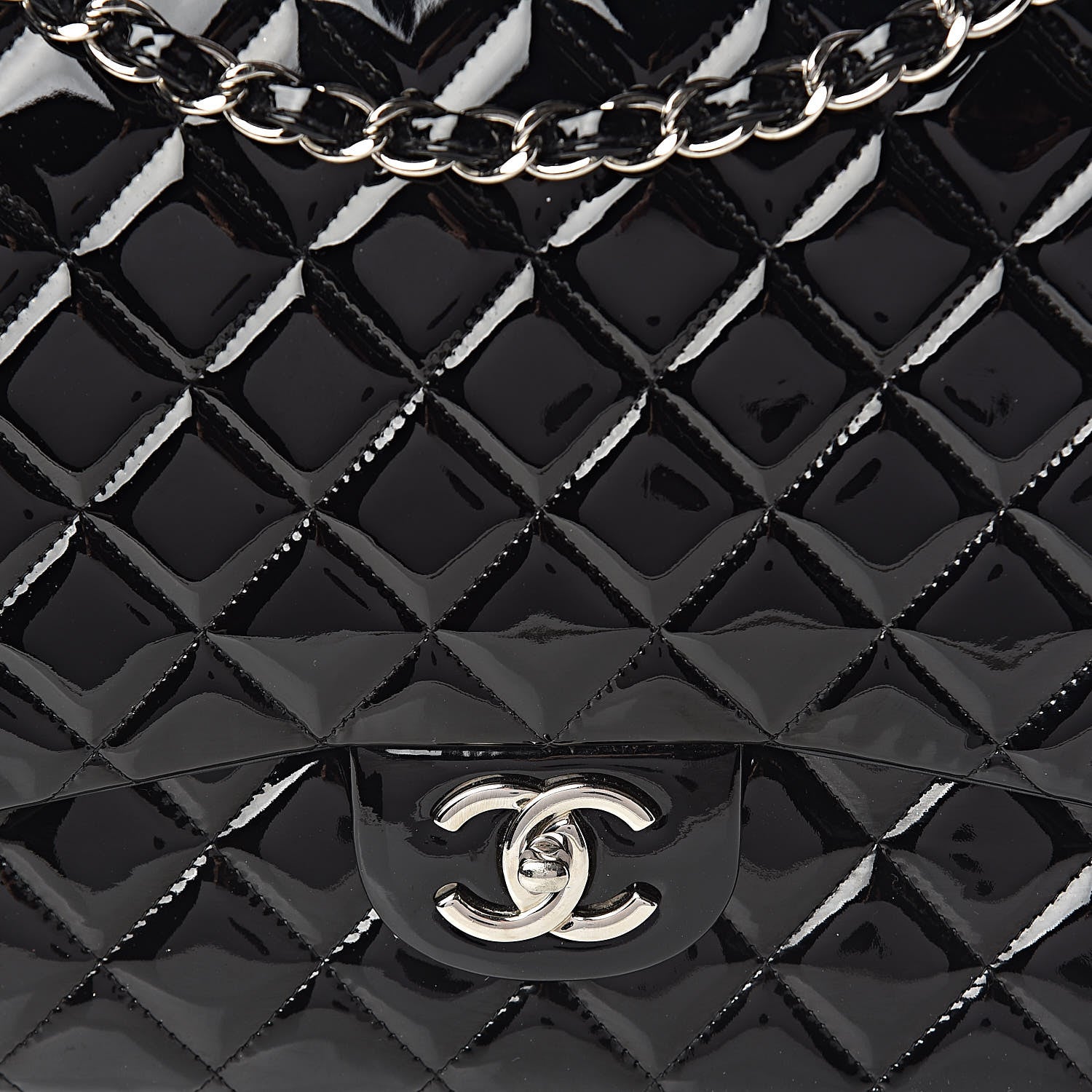 Chanel Patent Quilted Maxi Double Flap Black 12 of 12