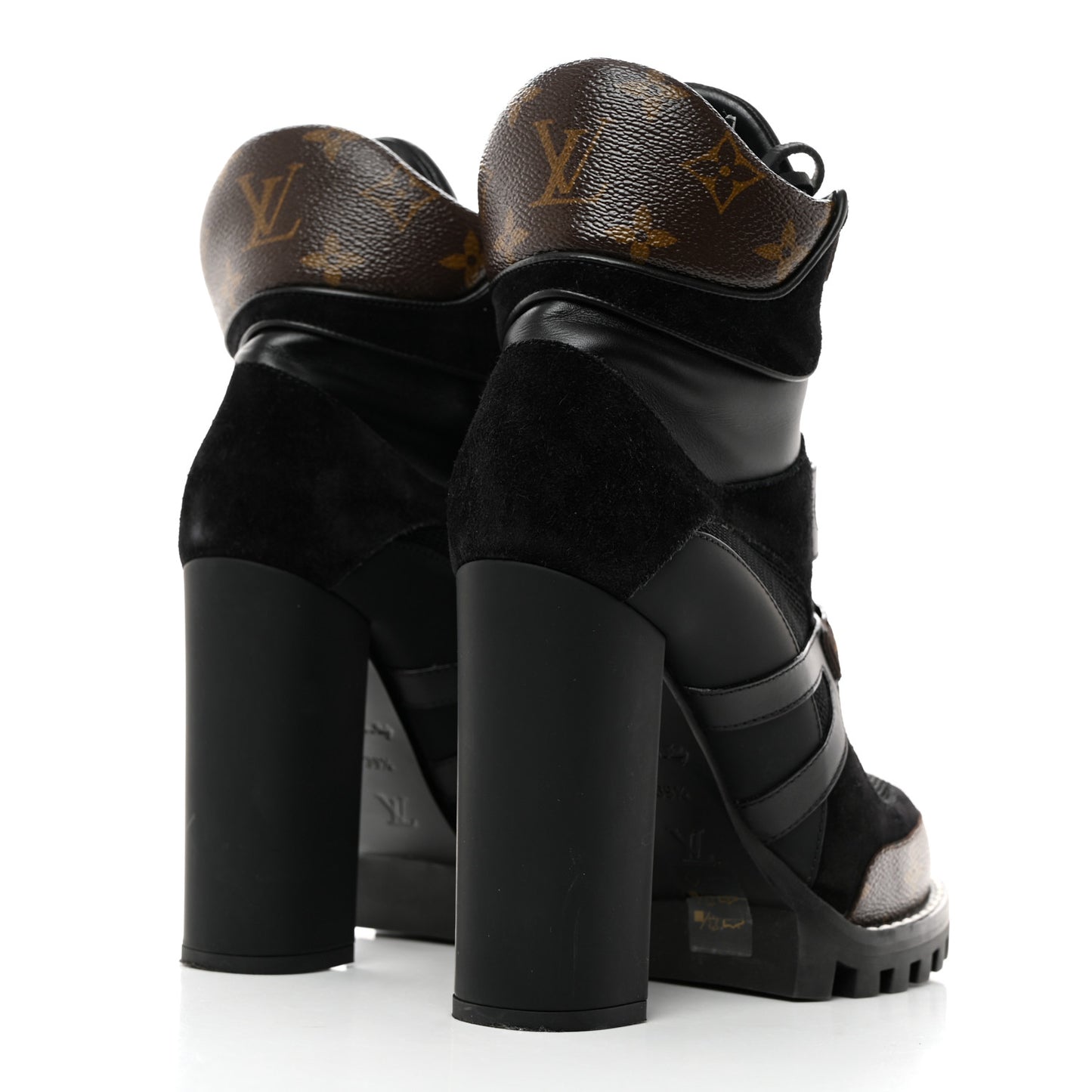 Suede Calfskin Monogram Star Trail Ankle Boots 39.5 Black