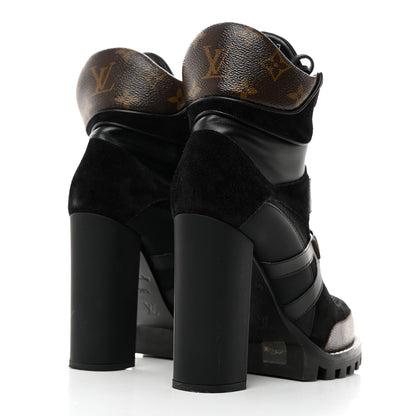 Louis Vuitton Suede Calfskin Monogram Star Trail Ankle Boots 39.5 Black 4 of 7