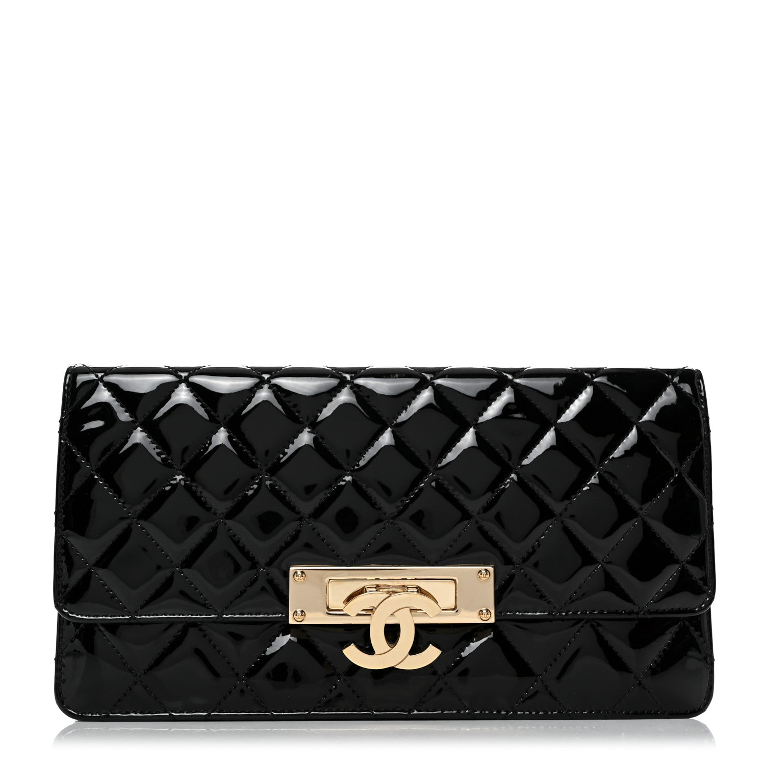 Chanel Patent Quilted Golden Class Wallet on Chain WOC Black 1 of 7