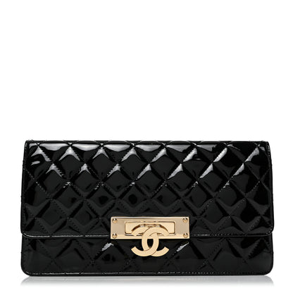 Chanel Patent Quilted Golden Class Wallet on Chain WOC Black 1 of 7