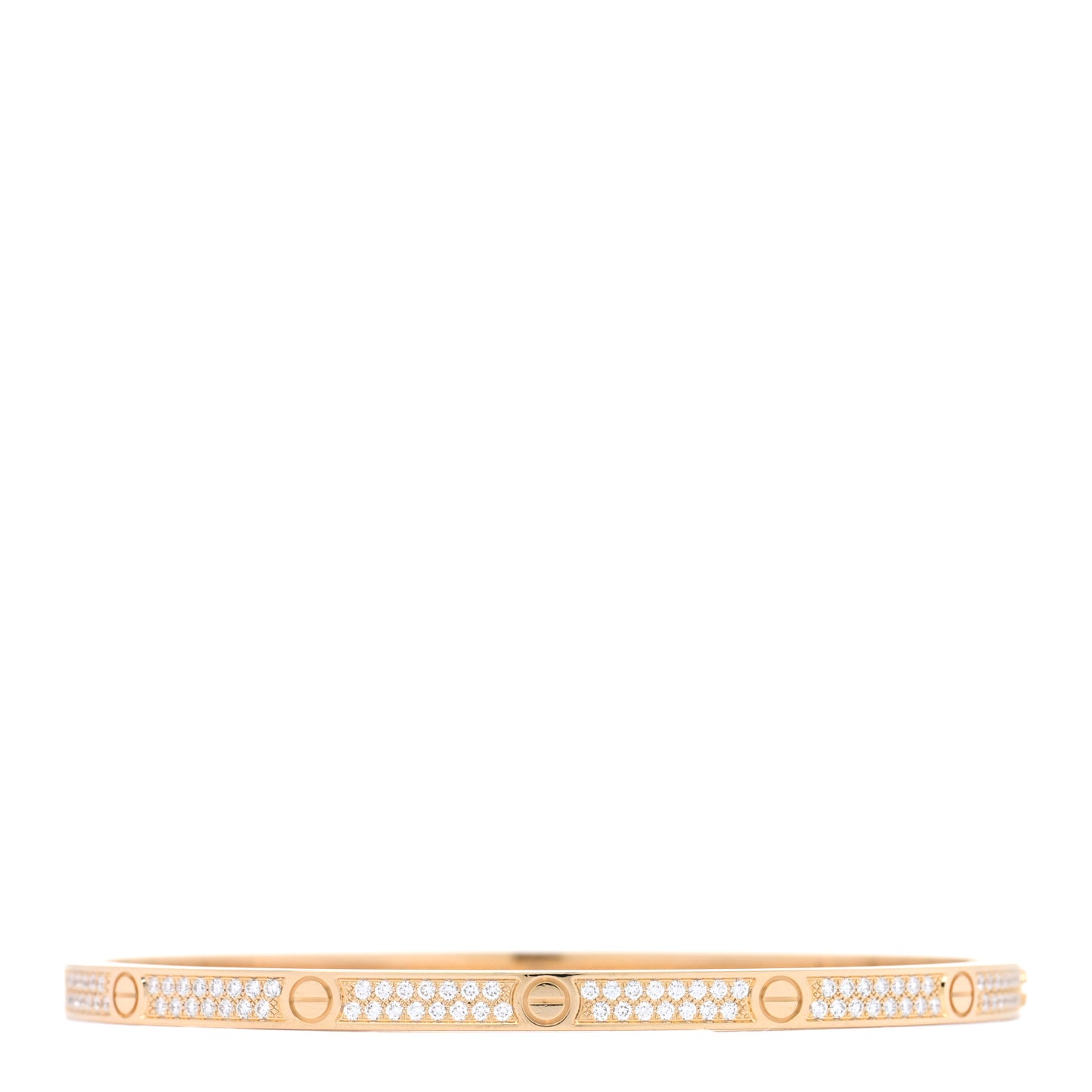 18K Yellow Gold Diamond Small LOVE Paved Bracelet 17