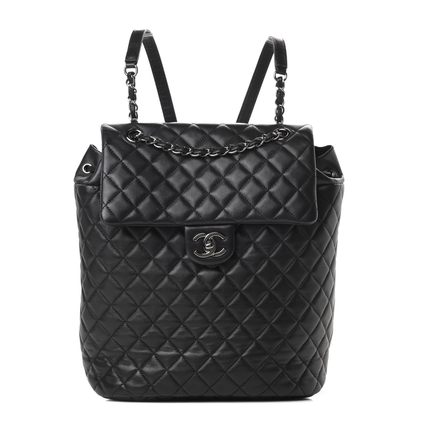 Lambskin Quilted Large Urban Spirit Backpack Black