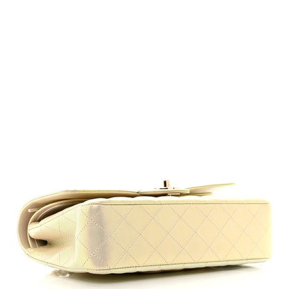 Chanel Iridescent Lambskin Quilted Medium Double Flap Ivory 4 of 10
