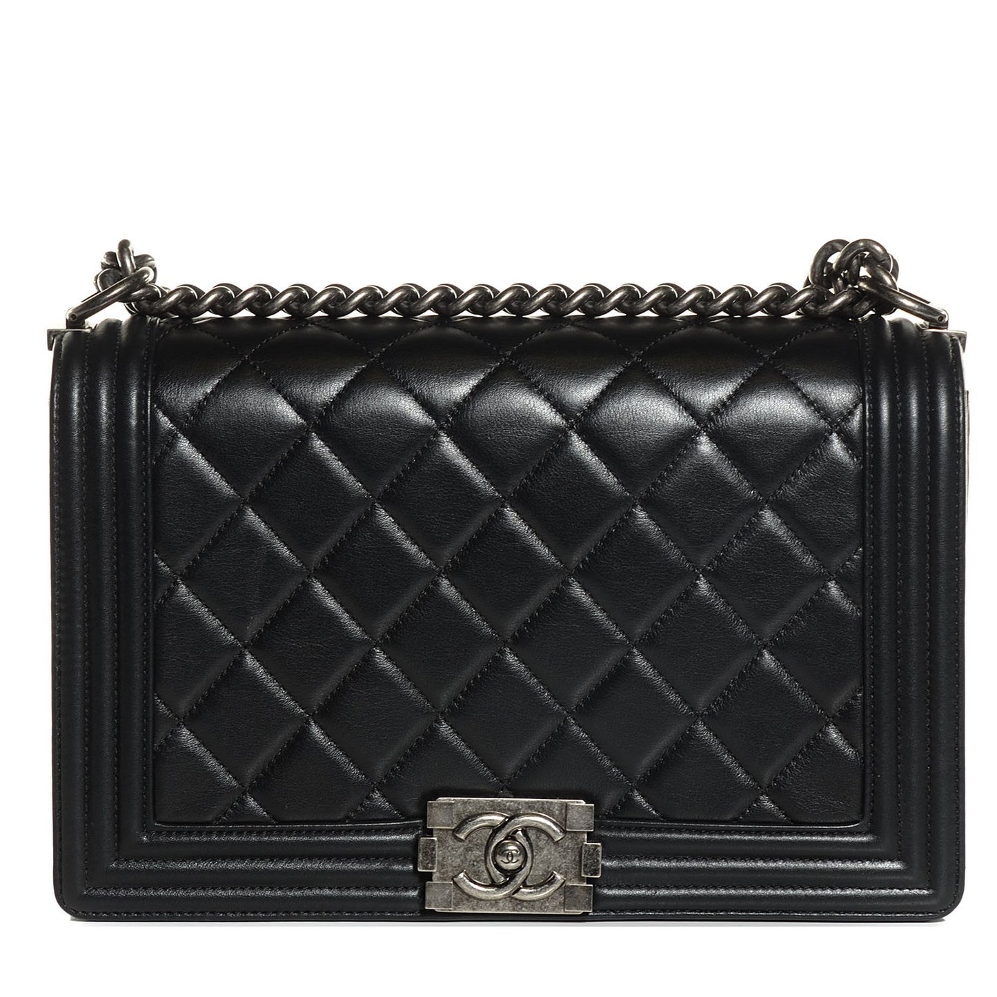 Lambskin Quilted New Medium Boy Flap Black