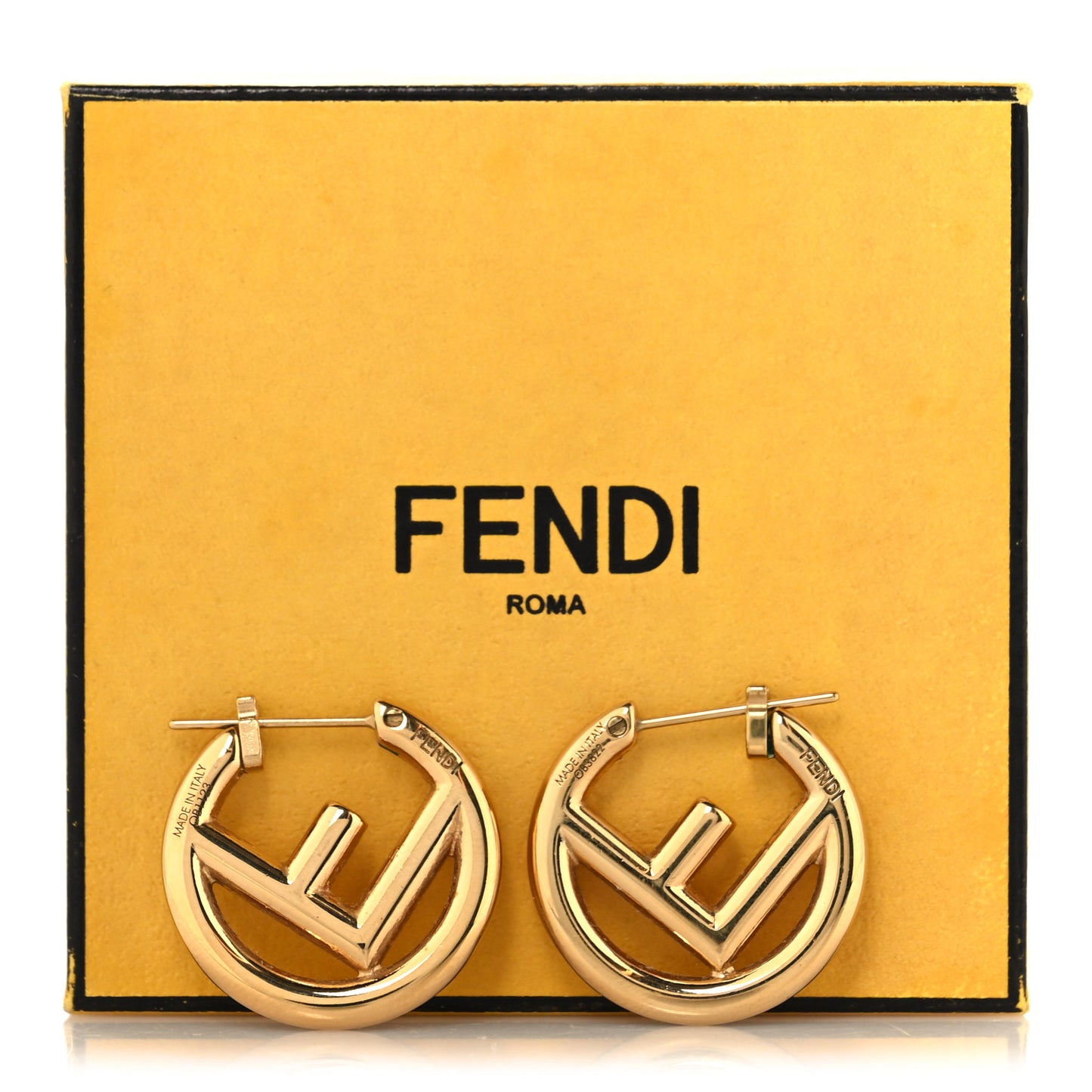 Metal FF Hoop Earrings Gold