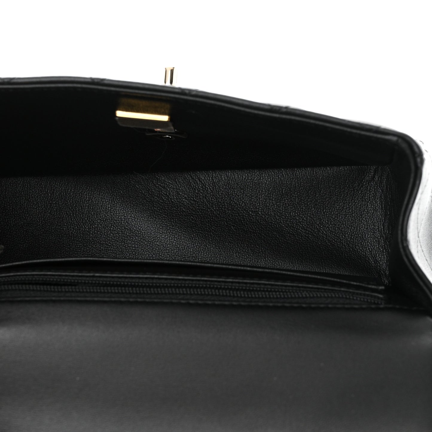 Lambskin Quilted Mini Top Handle Rectangular Flap Black