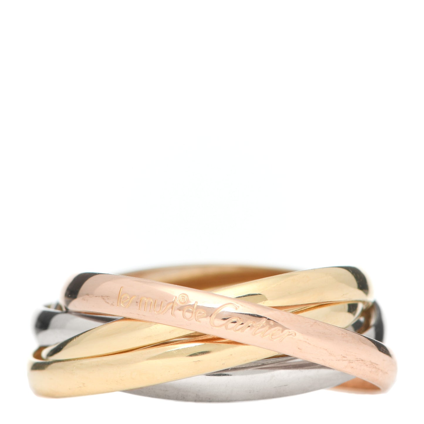 18K Pink Yellow White Gold Five Band Les Must De Cartier Trinity Ring 60 9