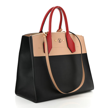 Louis Vuitton Calfskin City Steamer MM Black Creme Bourgogne 2 of 9
