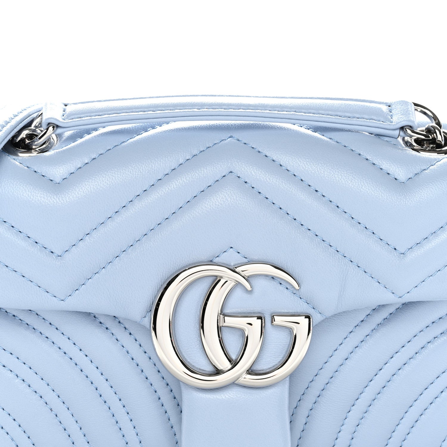 Gucci Lambskin Matelasse Small GG Marmont Shoulder Bag Porcelain