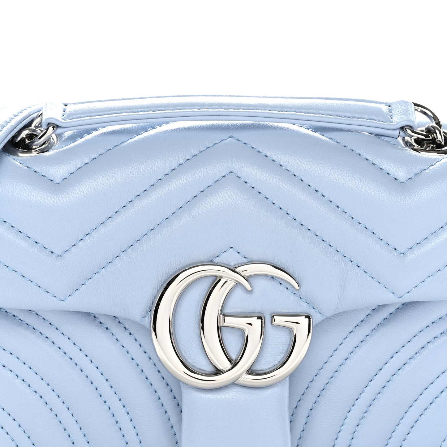 Lambskin Matelasse Small GG Marmont Shoulder Bag Porcelain Light Blue