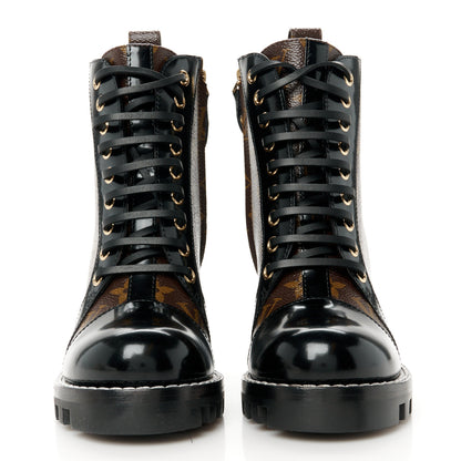 Louis Vuitton Patent Calfskin Monogram Star Trail Ankle Boots 36.5 Black 2 of 10