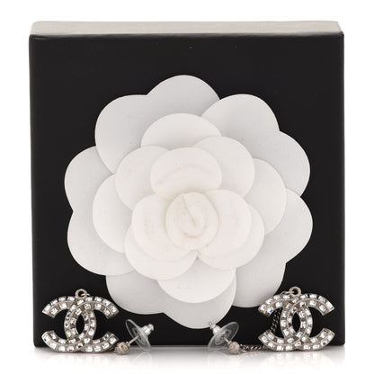 Chanel Baguette Crystal CC Drop Earrings Silver 5 of 5