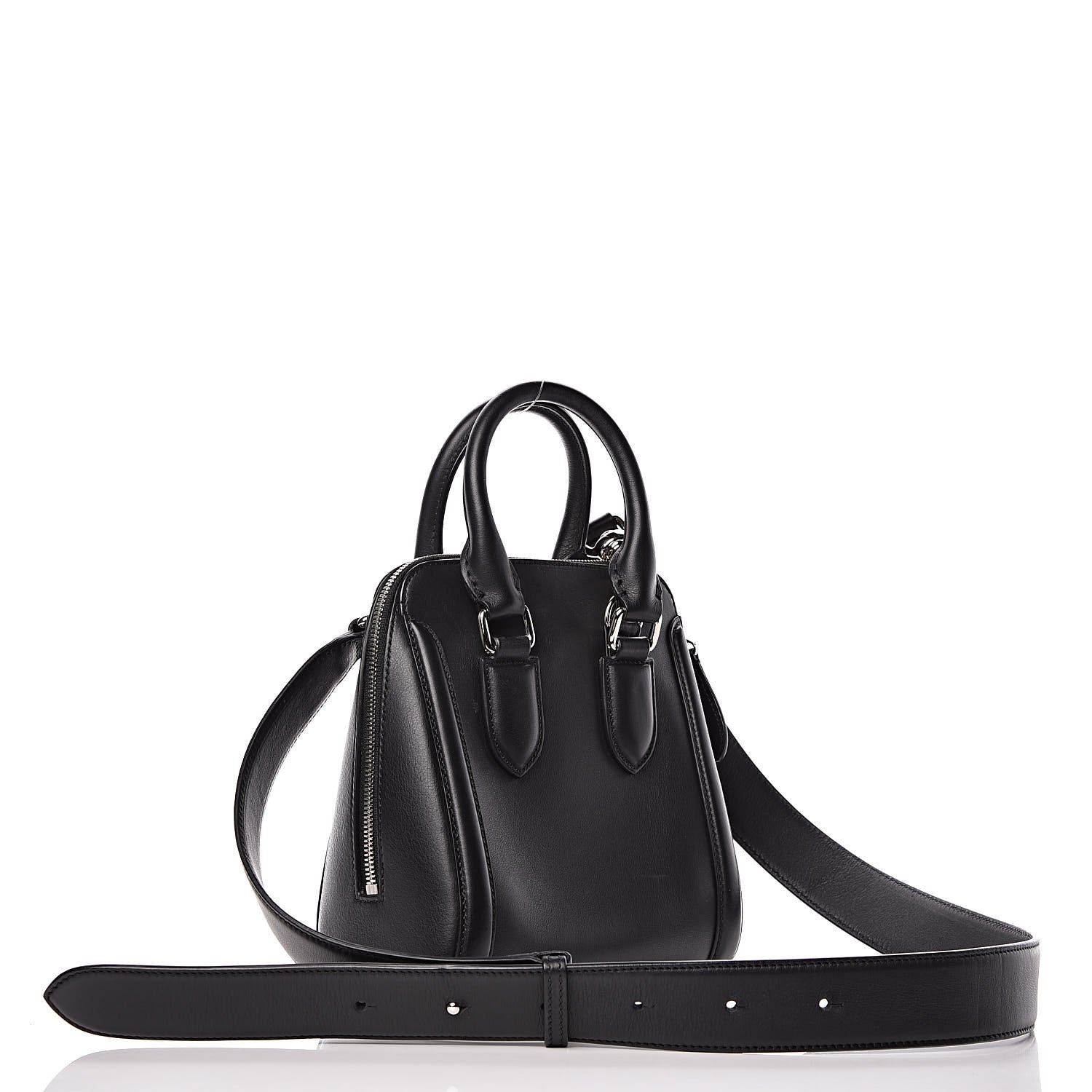 Alexander McQueen Calfskin Studded Crystal Embellished Mini Heroine Black 3 of 9