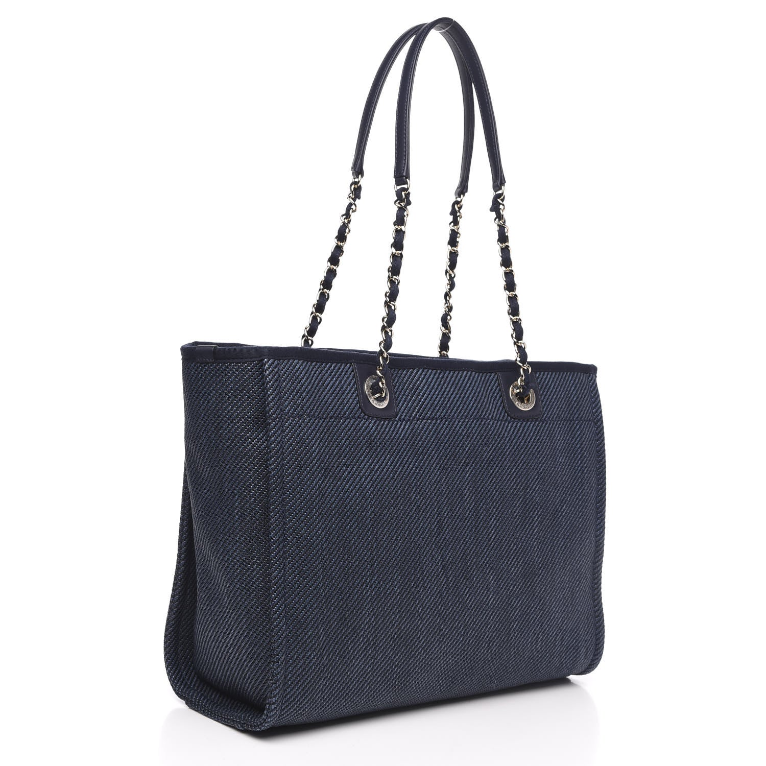 Chanel Denim Small Deauville Tote Dark Blue 3 of 11