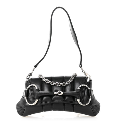 Gucci Nappa Vertical Matelasse Small Maxi Horsebit Chain Shoulder Bag Black 1 of 11