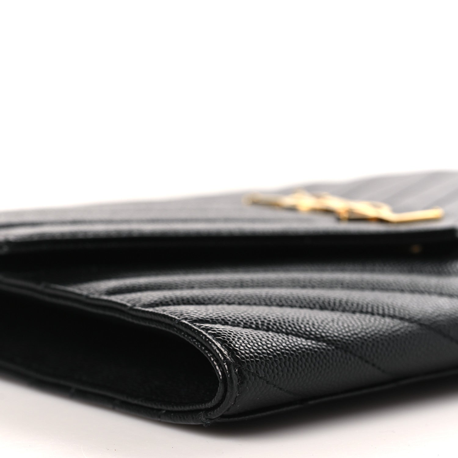 Saint Laurent Grain De Poudre Matelasse Chevron Monogram Envelope Clutch Black 8 of 10
